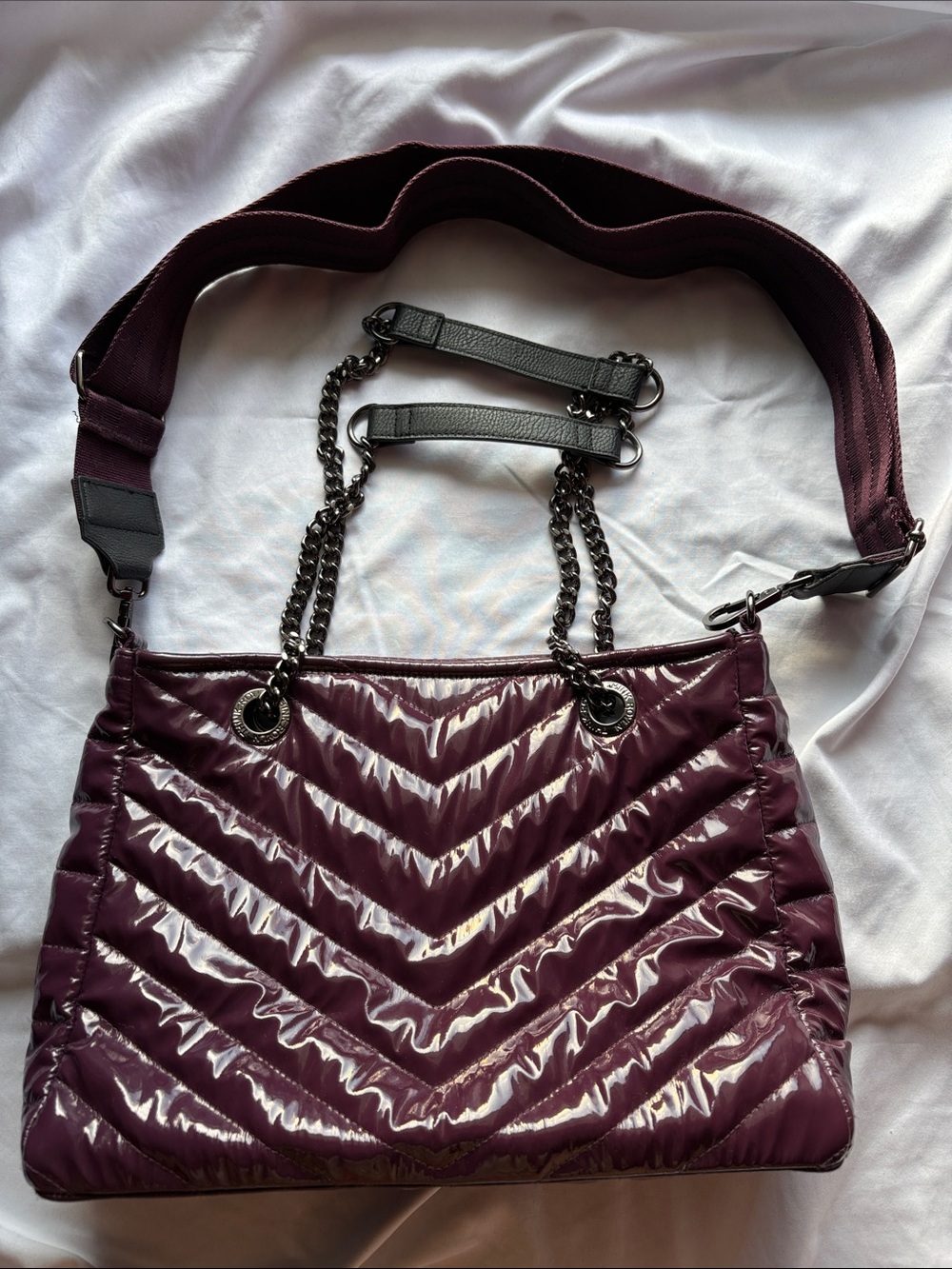 THINK ROYLN Quilted Chevron Shoulder Bag - Plum